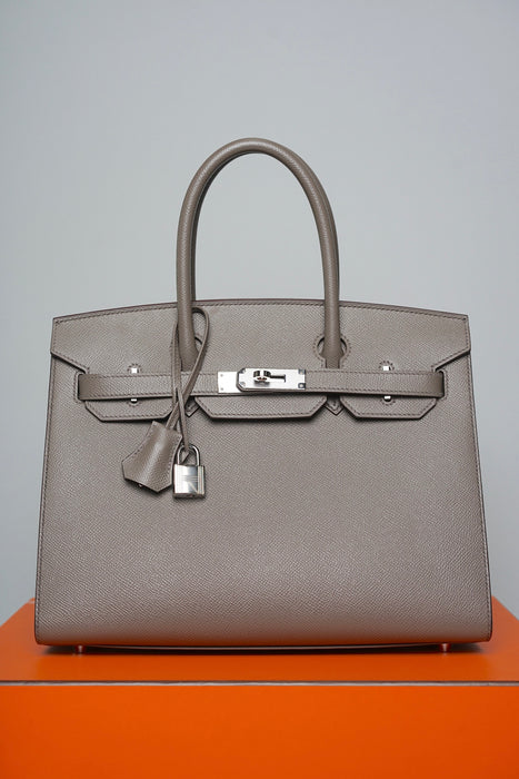 Hermes Birkin 30 Sellier in Etain Epsom Phw