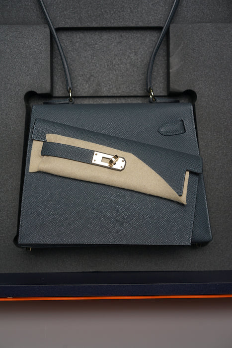 Hermes Kelly Sellier Desordre in Gris Misty Permabrass (Brand New)