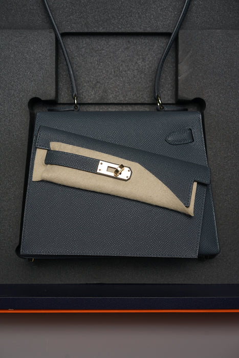 Hermes Kelly Sellier Desordre in Gris Misty Permabrass (Brand New)