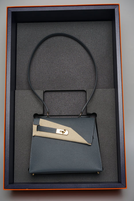 Hermes Kelly Sellier Desordre in Gris Misty Permabrass (Brand New)