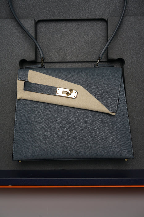 Hermes Kelly Sellier Desordre in Gris Misty Permabrass (Brand New)