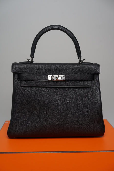 Hermes Kelly 25 in Noir Togo Phw (Brand New)
