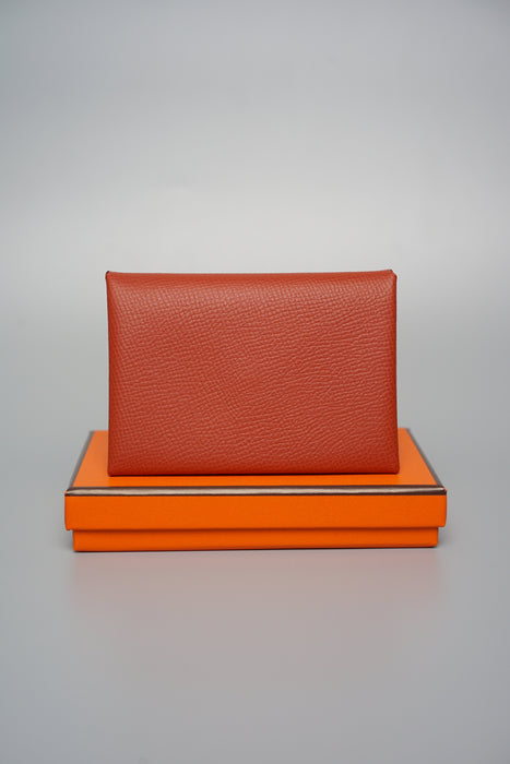 Hermes Calvi Duo Cardholder in Brique (Brand New)– orangeporter