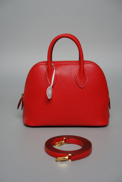 Hermes Mini Bolide in Rouge De Coeur Chèvre Ghw (Brand New)
