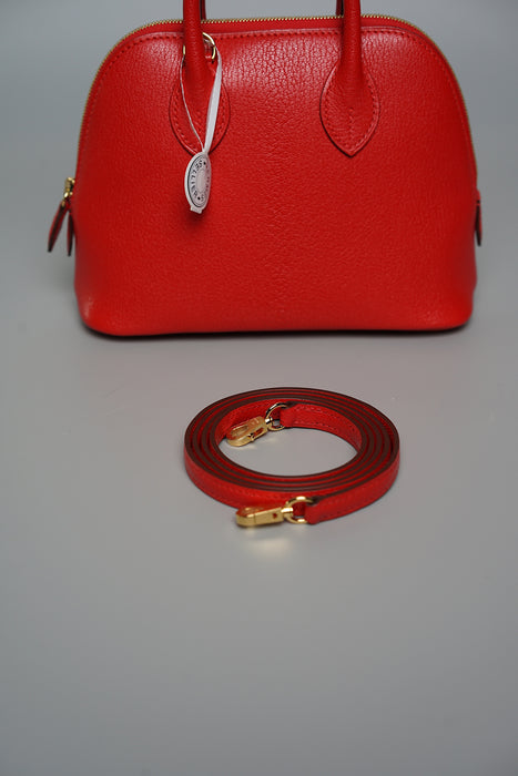 Hermes Mini Bolide in Rouge De Coeur Chèvre Ghw (Brand New)