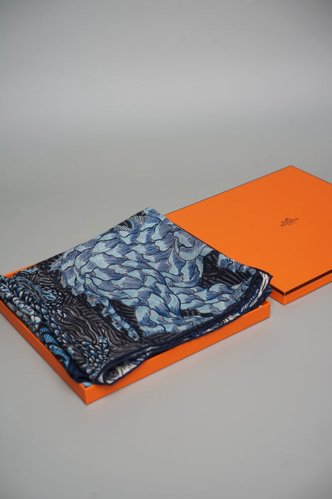 Hermes Cashmere Men's Scarf in Blue 100cm (Brand New)