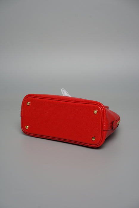 Hermes Mini Bolide in Rouge De Coeur Chèvre Ghw (Brand New)