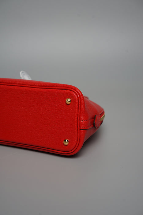 Hermes Mini Bolide in Rouge De Coeur Chèvre Ghw (Brand New)