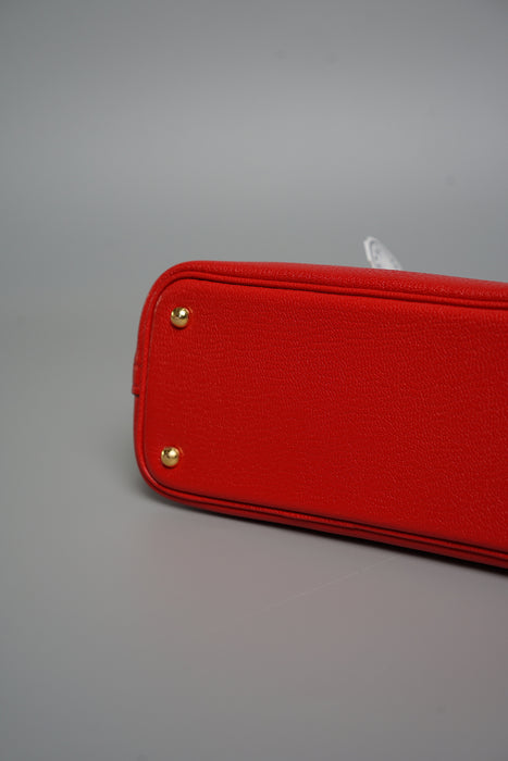 Hermes Mini Bolide in Rouge De Coeur Chèvre Ghw (Brand New)