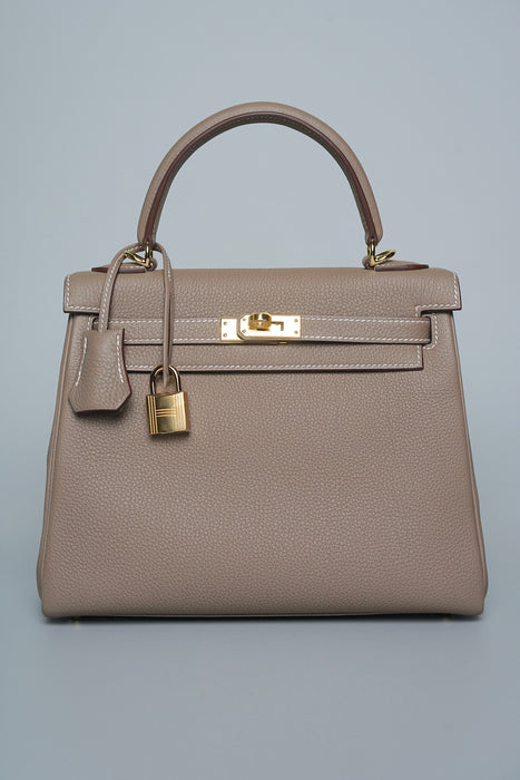 Hermes Kelly 25 in Etoupe Togo Ghw (Brand New)