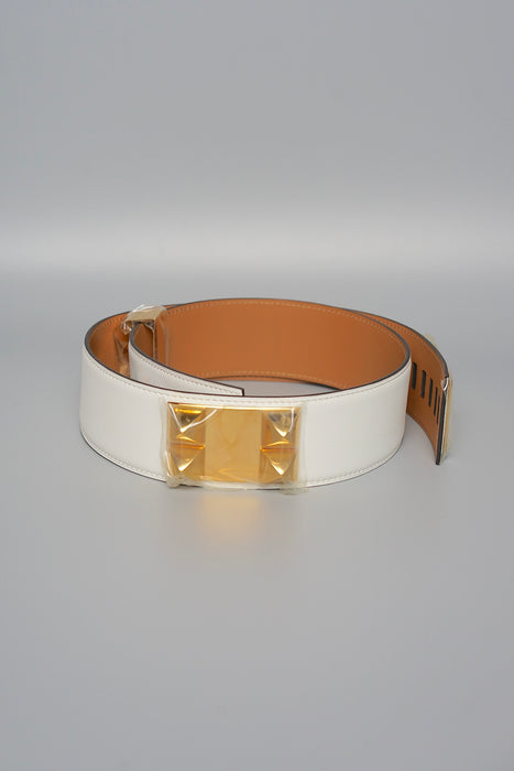 Hermes Collier de Chien Belt in White Ghw, Size 80 (Brand New)
