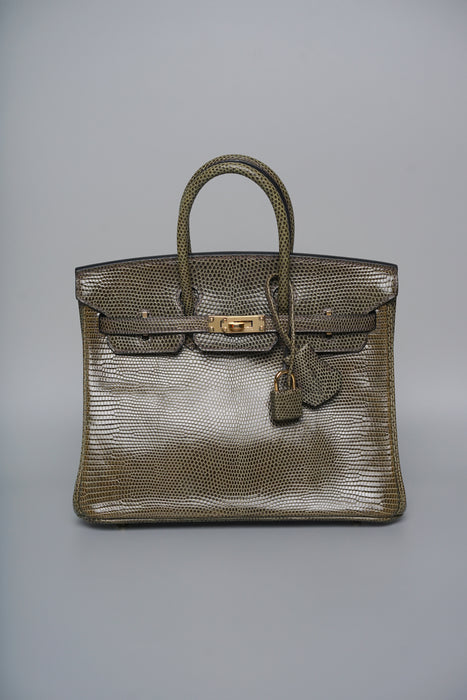 Hermes Birkin 25 in Vert Olive Lizard Ghw