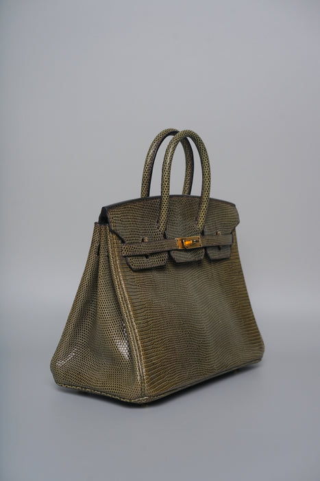 Hermes Birkin 25 in Vert Olive Lizard Ghw