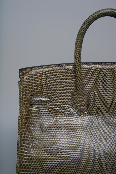 Hermes Birkin 25 in Vert Olive Lizard Ghw
