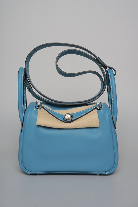 Hermes Mini Lindy in Blue Jean Swift Phw (Brand New)