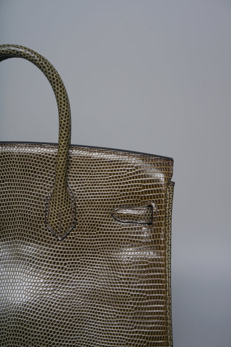Hermes Birkin 25 in Vert Olive Lizard Ghw