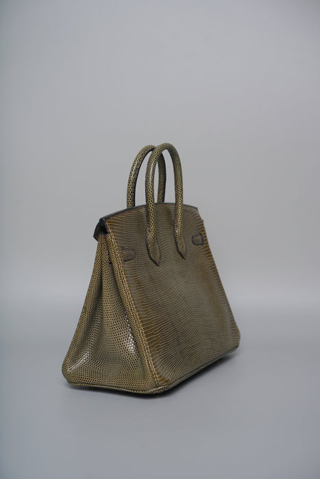 Hermes Birkin 25 in Vert Olive Lizard Ghw