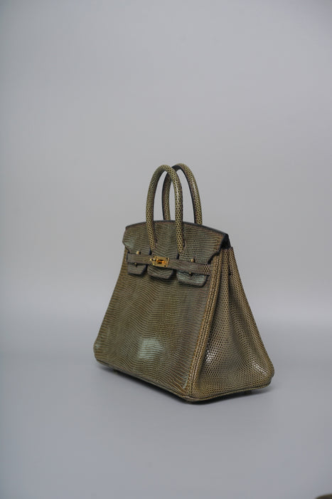 Hermes Birkin 25 in Vert Olive Lizard Ghw
