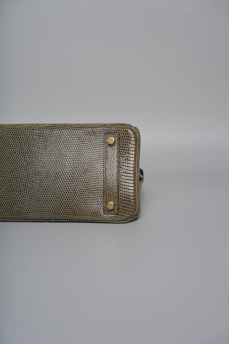 Hermes Birkin 25 in Vert Olive Lizard Ghw