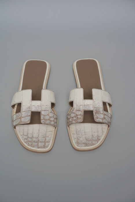Hermes Himalayan Oran Sandals Matte Nilo Crocodile Size 38 (Brand New)