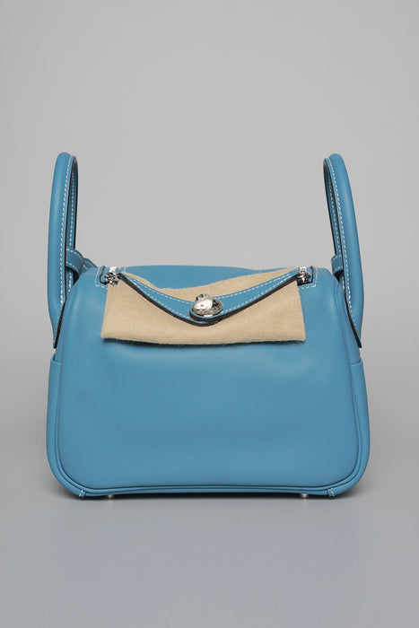 Hermes Mini Lindy in Blue Jean Swift Phw (Brand New)