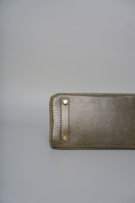 Hermes Birkin 25 in Vert Olive Lizard Ghw