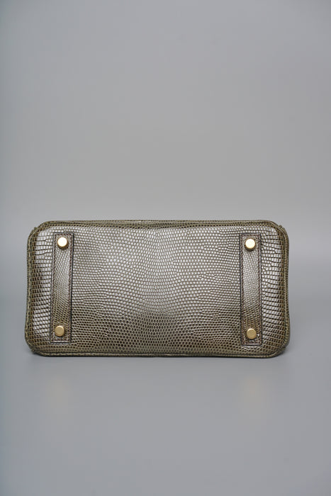 Hermes Birkin 25 in Vert Olive Lizard Ghw