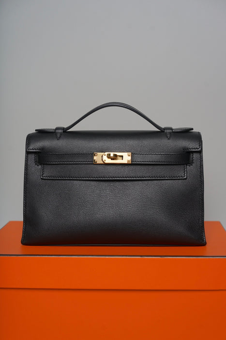 Hermes Kelly Pochette in Black Swift Ghw (Brand New)