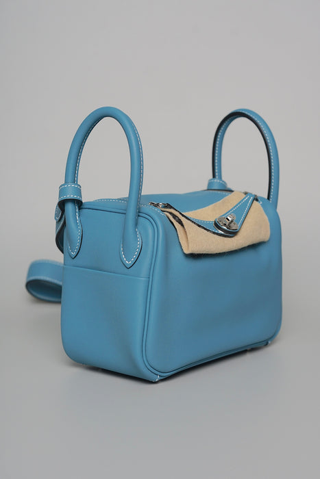 Hermes Mini Lindy in Blue Jean Swift Phw (Brand New)