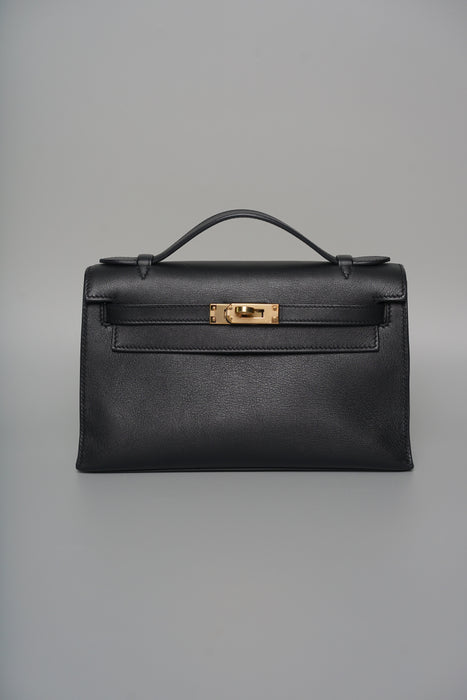 Hermes Kelly Pochette in Black Swift Ghw (Brand New)