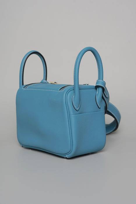 Hermes Mini Lindy in Blue Jean Swift Phw (Brand New)