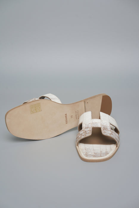 Hermes Himalayan Oran Sandals Matte Nilo Crocodile Size 38 (Brand New)