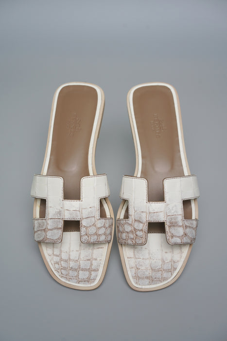 Hermes Himalayan Oran Sandals Matte Nilo Crocodile Size 38 (Brand New)
