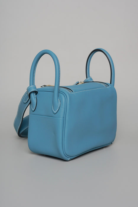 Hermes Mini Lindy in Blue Jean Swift Phw (Brand New)