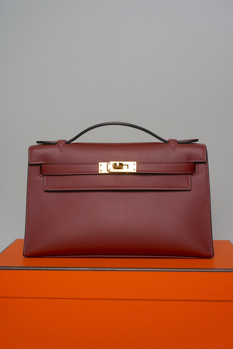Hermes Kelly Pochette in Rouge H Ghw (Brand New)
