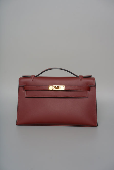 Hermes Kelly Pochette in Rouge H Ghw (Brand New)