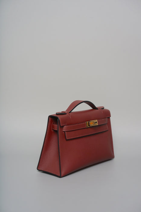 Hermes Kelly Pochette in Rouge H Ghw (Brand New)