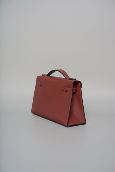 Hermes Kelly Pochette in Rouge H Ghw (Brand New)