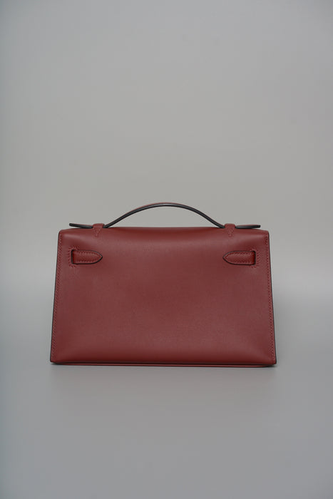 Hermes Kelly Pochette in Rouge H Ghw (Brand New)