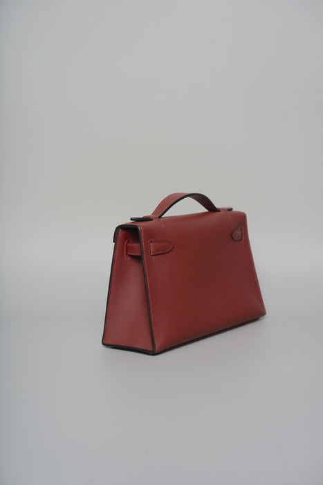 Hermes Kelly Pochette in Rouge H Ghw (Brand New)
