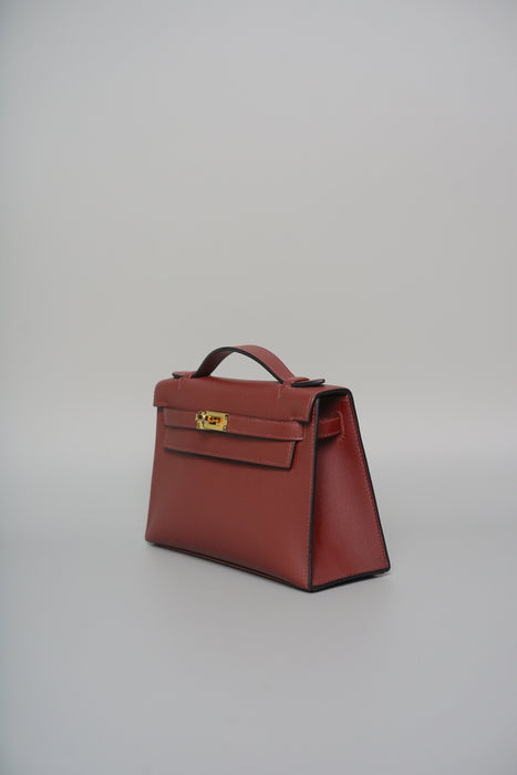 Hermes Kelly Pochette in Rouge H Ghw (Brand New)