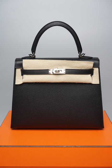 Hermes Kelly 25 Sellier in Black Phw (Brand New)