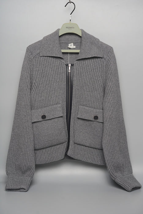 Hermes "Veste Maille Softerwear" Jacket in Grey Size 40 (Brand New)