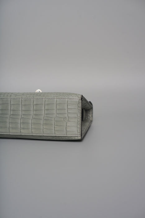 Hermes Kelly Pochette in Gris Ciment Matte Alligator Phw (Brand New)