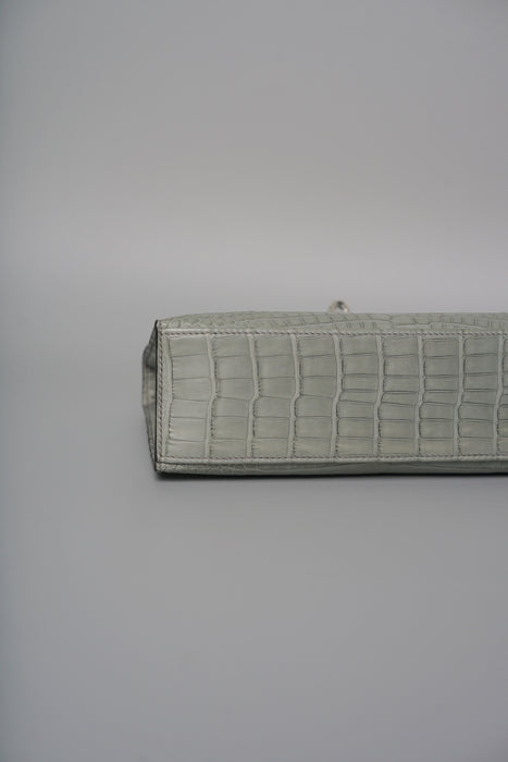Hermes Kelly Pochette in Gris Ciment Matte Alligator Phw (Brand New)