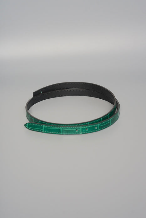 Hermes Shiny Vert Emerald Shiny Alligator Belt, Size 75 (Brand New)