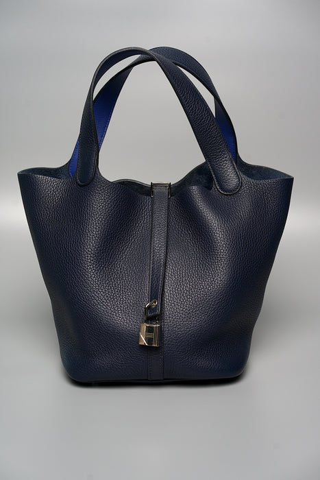 Hermes Picotin 22 Eclat in Bleu Nuit/Bleu Electrique Phw