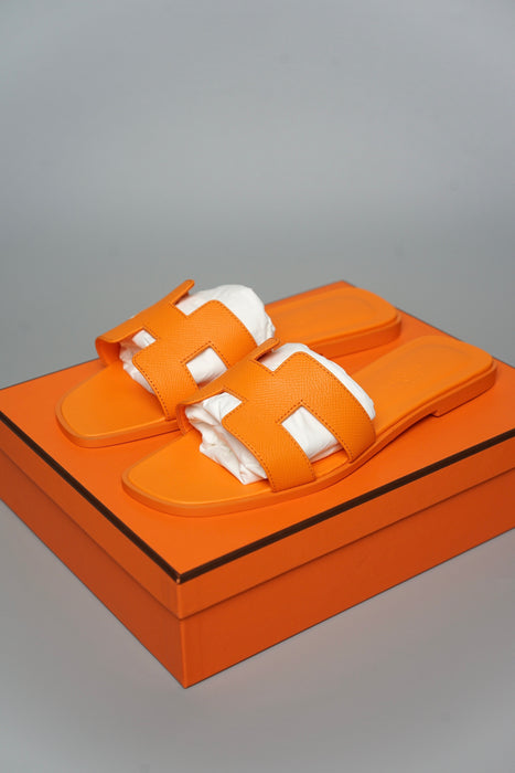 Hermes Oran Sandals in Orange Sunset Size 38 (Brand New)