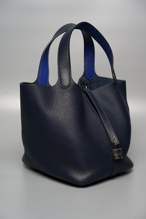 Hermes Picotin 22 Eclat in Bleu Nuit/Bleu Electrique Phw