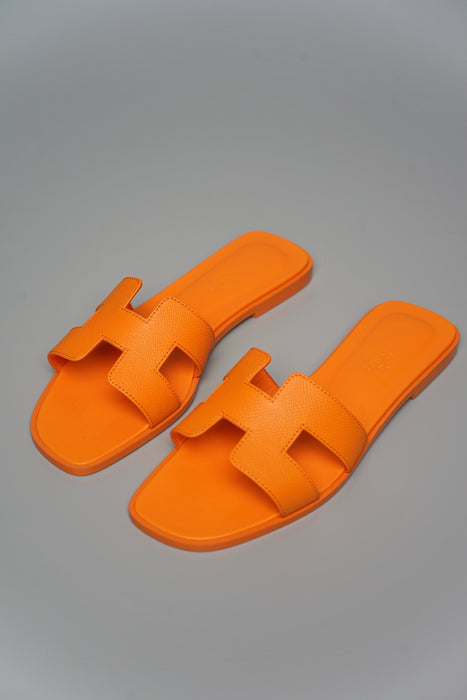 Hermes Oran Sandals in Orange Sunset Size 38 (Brand New)